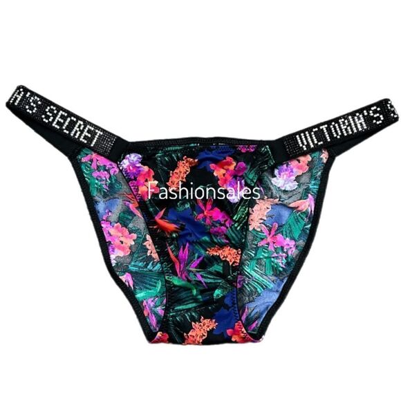 Victorias Secret Bombshell Shine Rhinestones Strap String Bikini panty Small - Picture 1 of 3